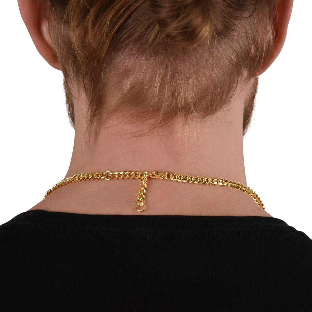 Regalo Para Mi Querido Papa Cadena De Eslabones Cubanos Para Padre de Hija (CAJA REGALO DE LUJO CON LUZ + CADENA AJUSTABLE)