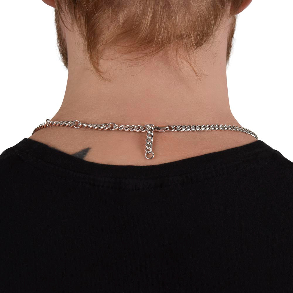 Regalo Para Mi Querido Papa Cadena De Eslabones Cubanos Para Padre de Hija (CAJA REGALO DE LUJO CON LUZ + CADENA AJUSTABLE)