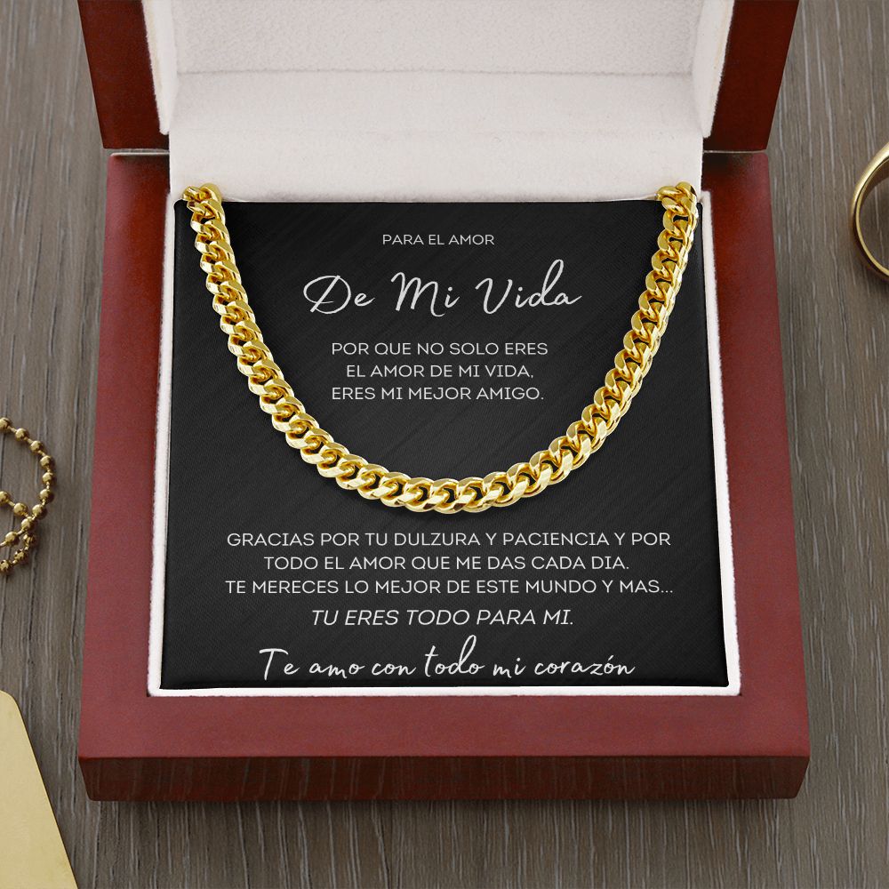 Regalo Para El Amor De Mi Vida Collar Estilo Cubano Acero Inoxidable/Oro Amarillo de 14 Quilates Regalo Para Novio Mi Mejor Amigo Regalo de Esposa para Esposo Aniversario o Dia Del Padre
