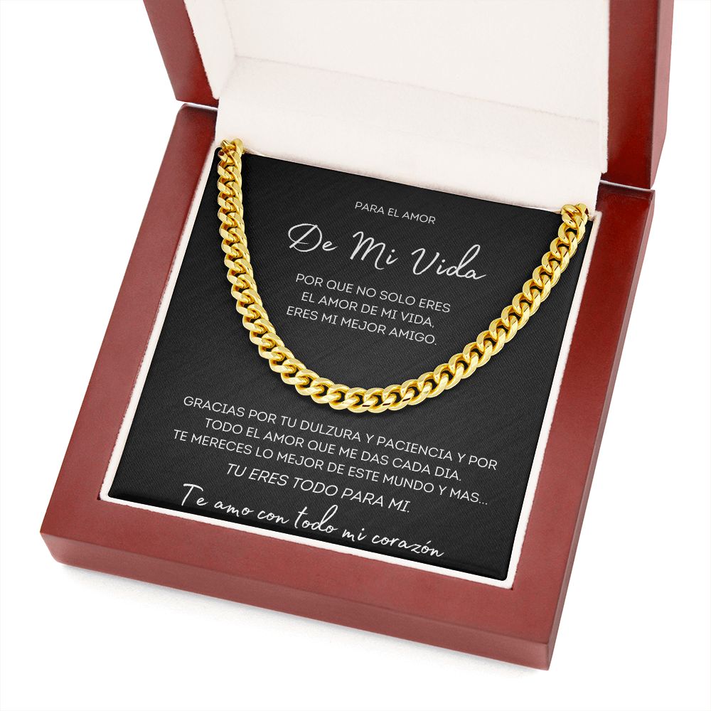 Regalo Para El Amor De Mi Vida Collar Estilo Cubano Acero Inoxidable/Oro Amarillo de 14 Quilates Regalo Para Novio Mi Mejor Amigo Regalo de Esposa para Esposo Aniversario o Dia Del Padre
