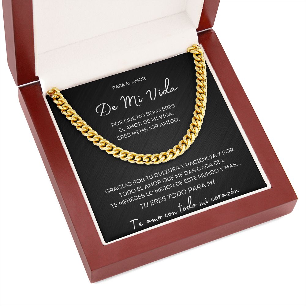 Regalo Para El Amor De Mi Vida Collar Estilo Cubano Acero Inoxidable/Oro Amarillo de 14 Quilates Regalo Para Novio Mi Mejor Amigo Regalo de Esposa para Esposo Aniversario o Dia Del Padre