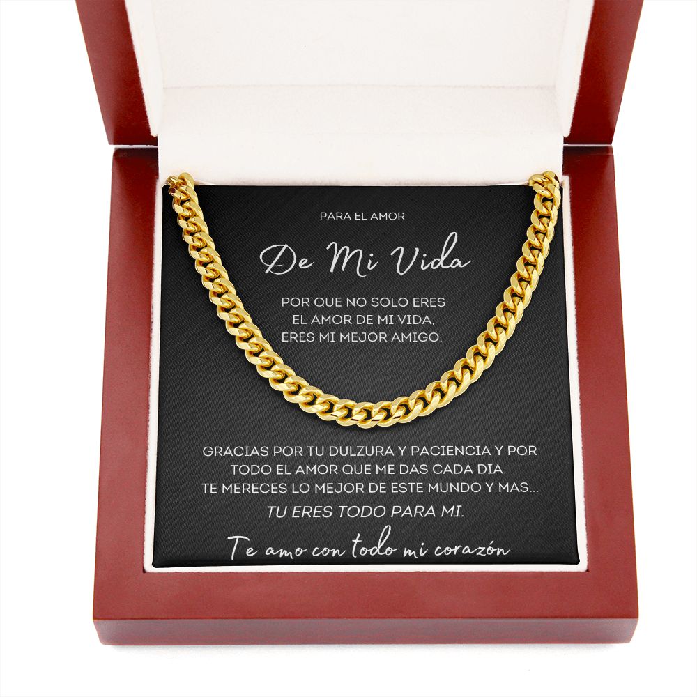 Regalo Para El Amor De Mi Vida Collar Estilo Cubano Acero Inoxidable/Oro Amarillo de 14 Quilates Regalo Para Novio Mi Mejor Amigo Regalo de Esposa para Esposo Aniversario o Dia Del Padre
