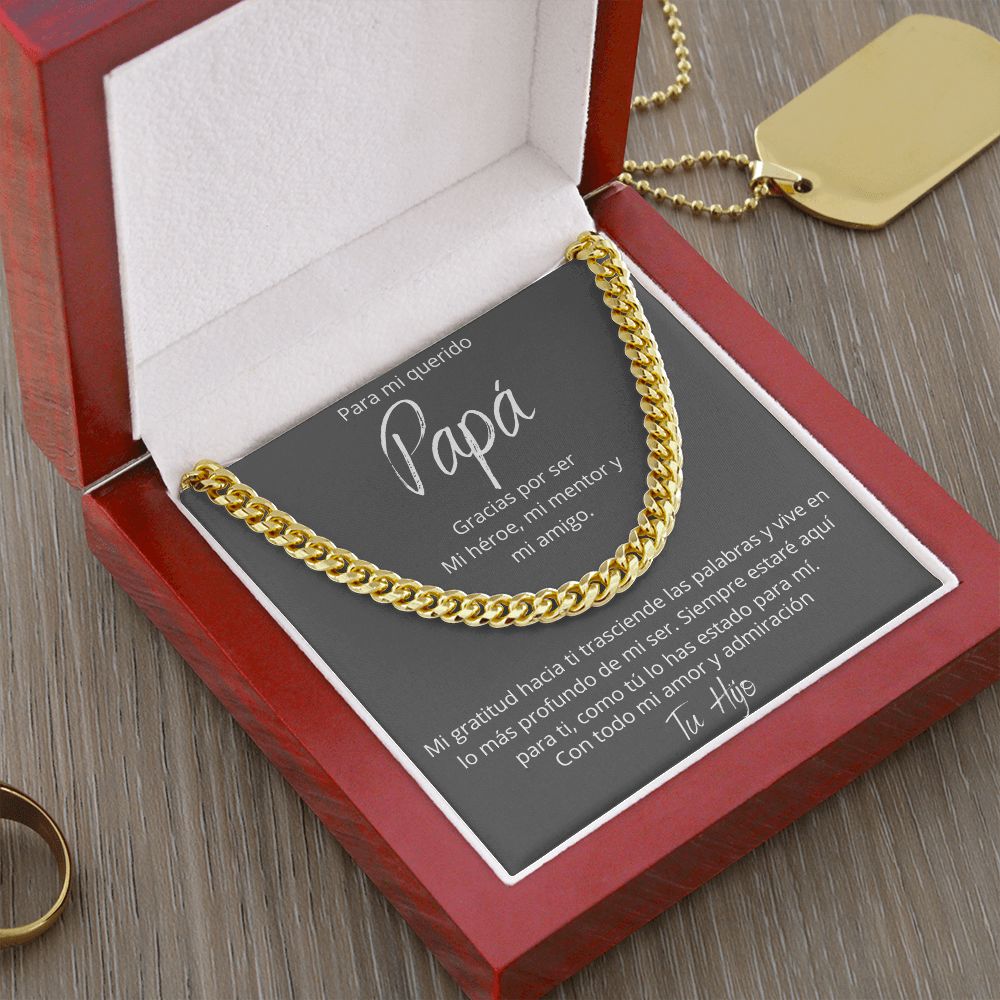 Regalo Para Papa Dia del Padre de Hijo Collar Cadena Estilo Cuban Chain Regalos Padre E Hijo | Regalos Para Abuelo | Regalo Dia Del Padre | Feliz Cumpleanos Papa