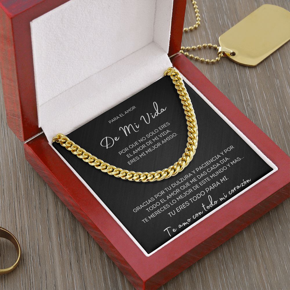 Regalo Para El Amor De Mi Vida Collar Estilo Cubano Acero Inoxidable/Oro Amarillo de 14 Quilates Regalo Para Novio Mi Mejor Amigo Regalo de Esposa para Esposo Aniversario o Dia Del Padre