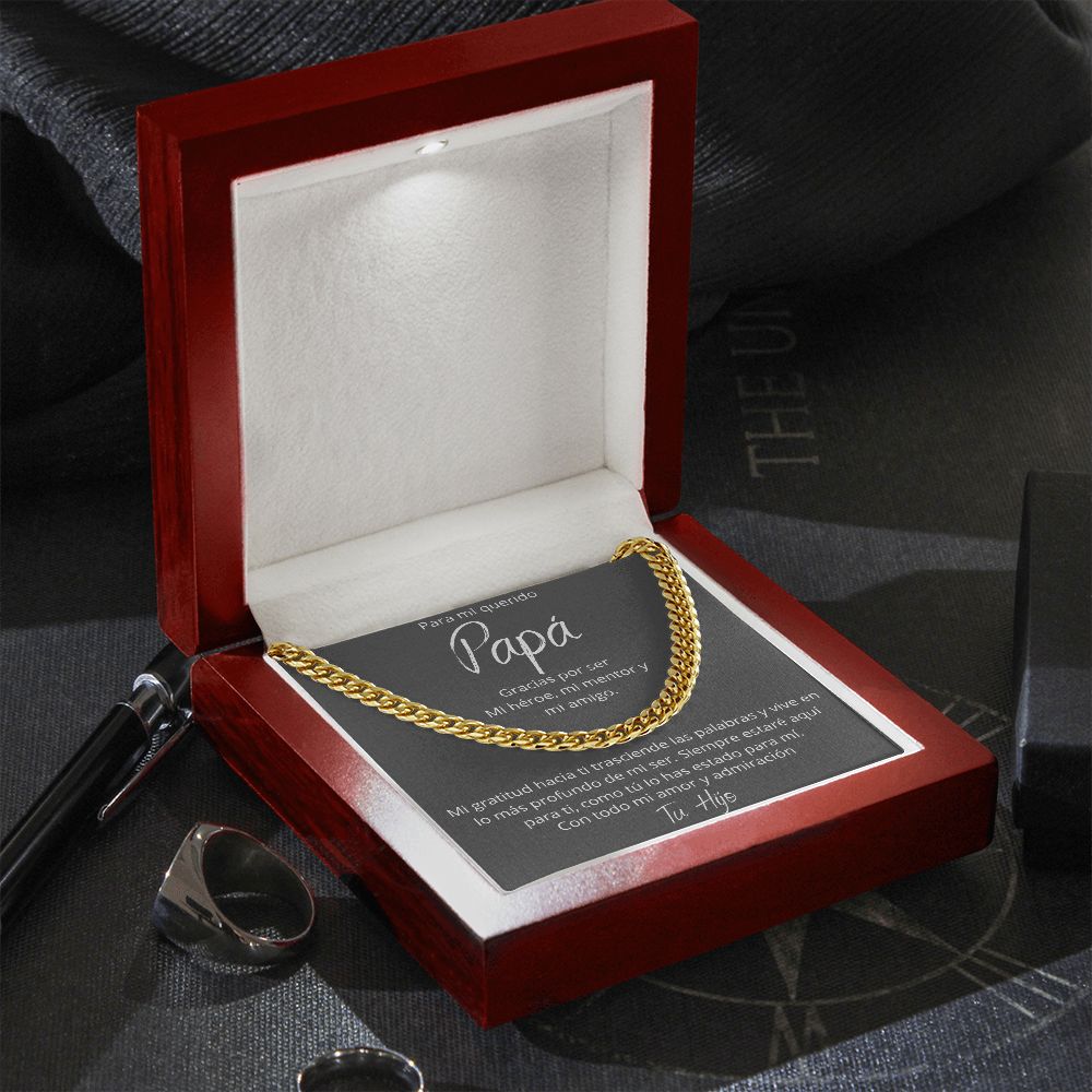 Regalo Para Papa Dia del Padre de Hijo Collar Cadena Estilo Cuban Chain Regalos Padre E Hijo | Regalos Para Abuelo | Regalo Dia Del Padre | Feliz Cumpleanos Papa