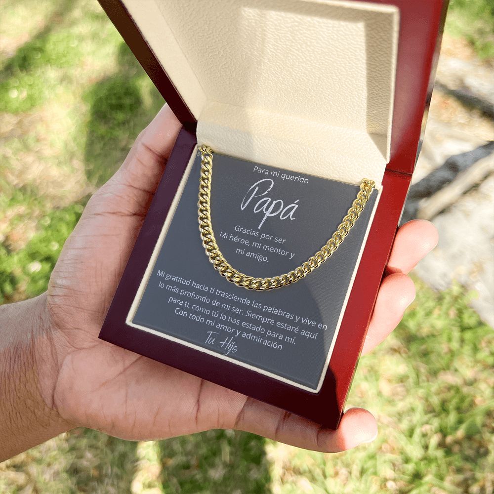Regalo Para Papa Dia del Padre de Hijo Collar Cadena Estilo Cuban Chain Regalos Padre E Hijo | Regalos Para Abuelo | Regalo Dia Del Padre | Feliz Cumpleanos Papa