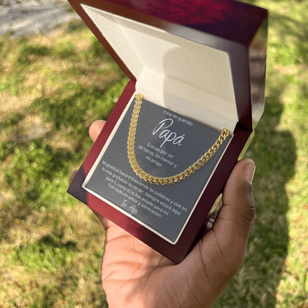 Regalo Para Papa Dia del Padre de Hijo Collar Cadena Estilo Cuban Chain Regalos Padre E Hijo | Regalos Para Abuelo | Regalo Dia Del Padre | Feliz Cumpleanos Papa