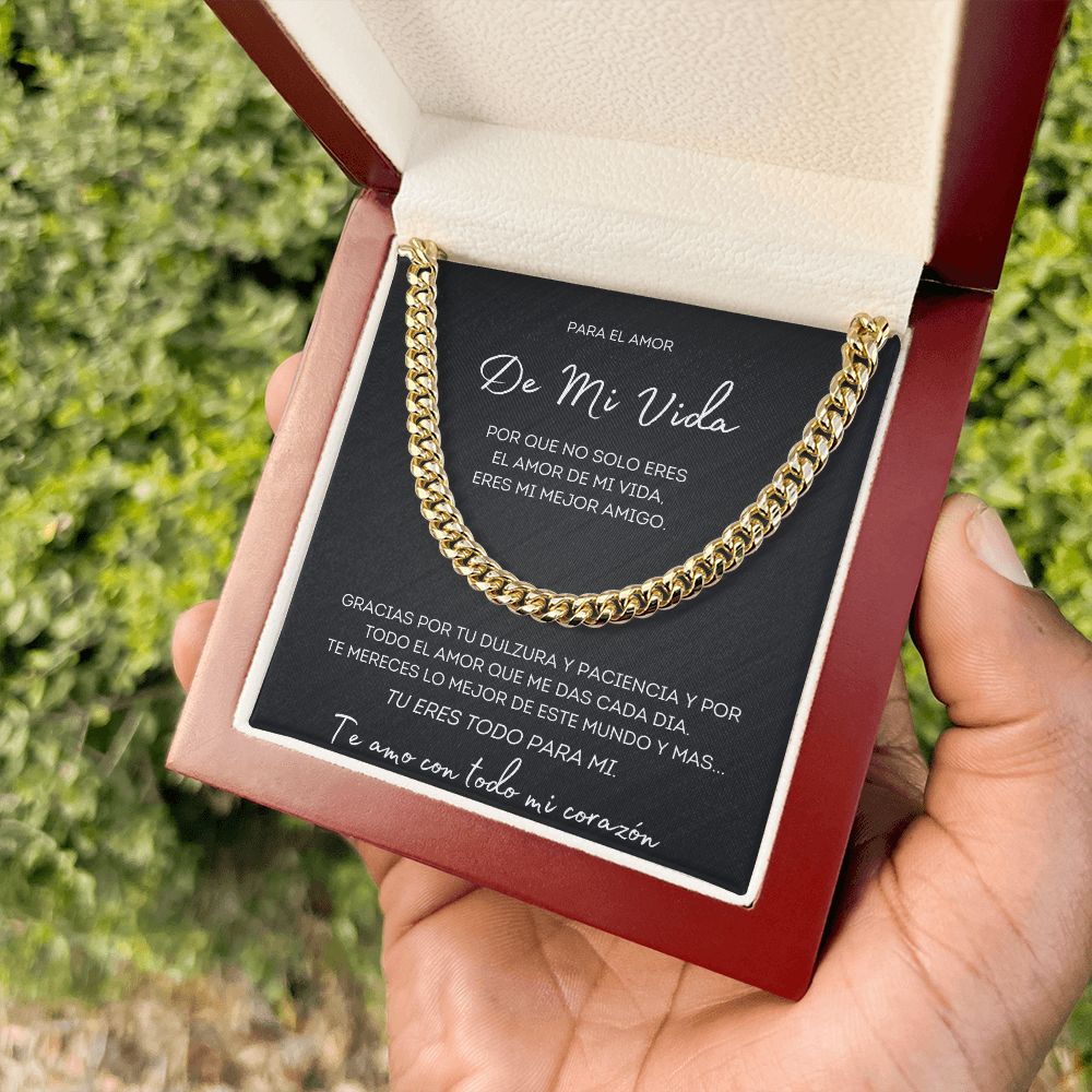 Regalo Para El Amor De Mi Vida Collar Estilo Cubano Acero Inoxidable/Oro Amarillo de 14 Quilates Regalo Para Novio Mi Mejor Amigo Regalo de Esposa para Esposo Aniversario o Dia Del Padre