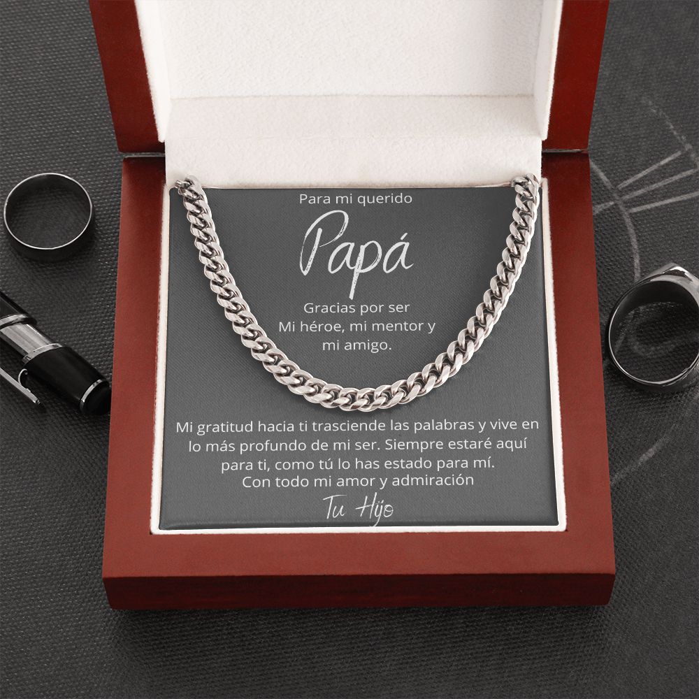 Regalo Para Papa Dia del Padre de Hijo Collar Cadena Estilo Cuban Chain Regalos Padre E Hijo | Regalos Para Abuelo | Regalo Dia Del Padre | Feliz Cumpleanos Papa