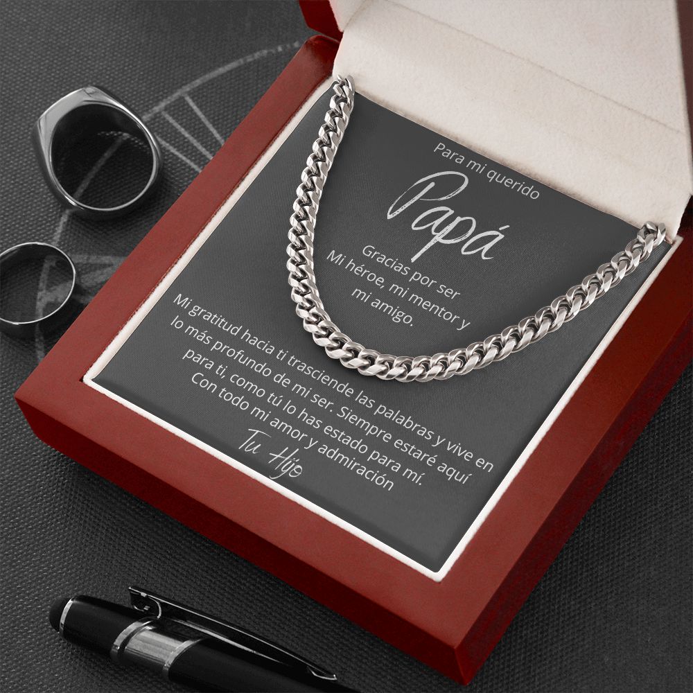 Regalo Para Papa Dia del Padre de Hijo Collar Cadena Estilo Cuban Chain Regalos Padre E Hijo | Regalos Para Abuelo | Regalo Dia Del Padre | Feliz Cumpleanos Papa