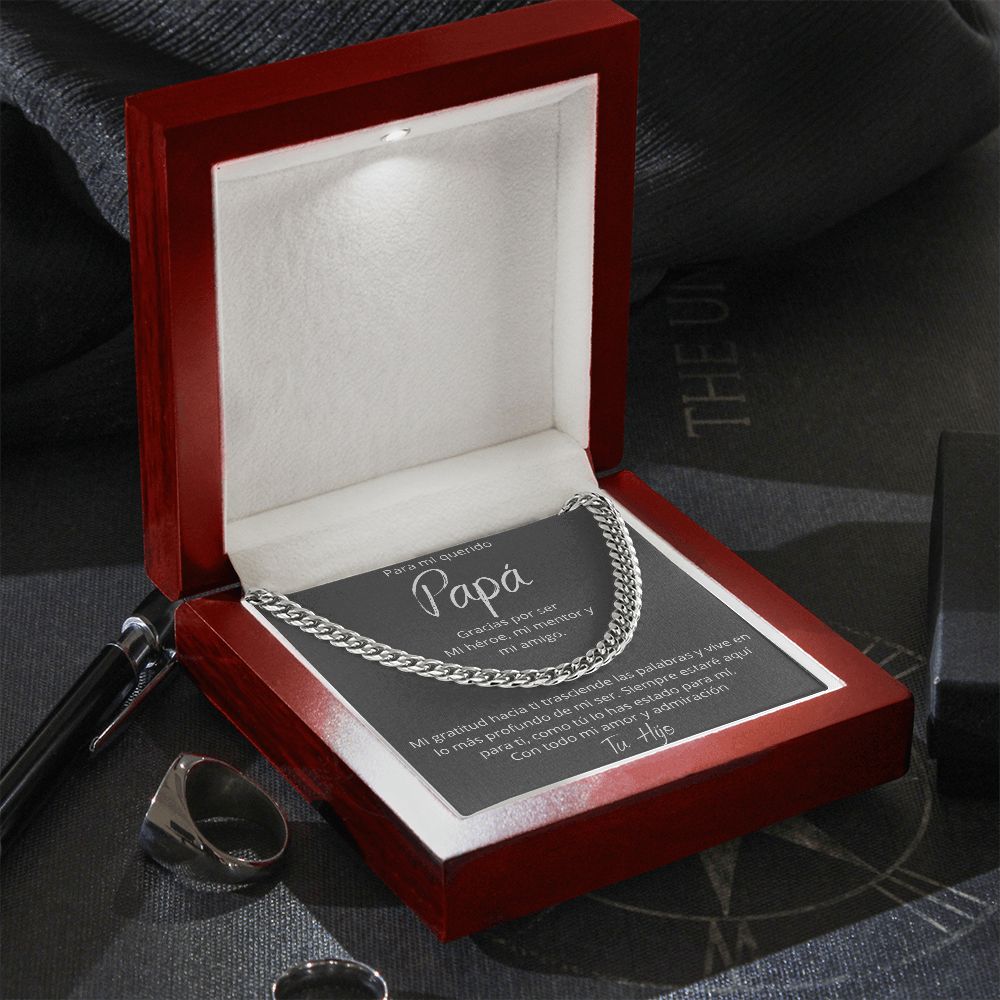 Regalo Para Papa Dia del Padre de Hijo Collar Cadena Estilo Cuban Chain Regalos Padre E Hijo | Regalos Para Abuelo | Regalo Dia Del Padre | Feliz Cumpleanos Papa