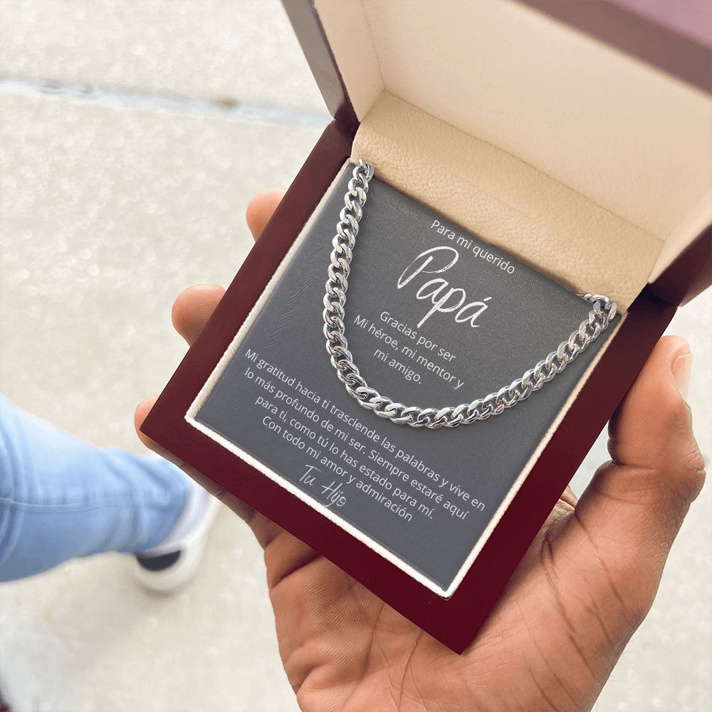 Regalo Para Papa Dia del Padre de Hijo Collar Cadena Estilo Cuban Chain Regalos Padre E Hijo | Regalos Para Abuelo | Regalo Dia Del Padre | Feliz Cumpleanos Papa