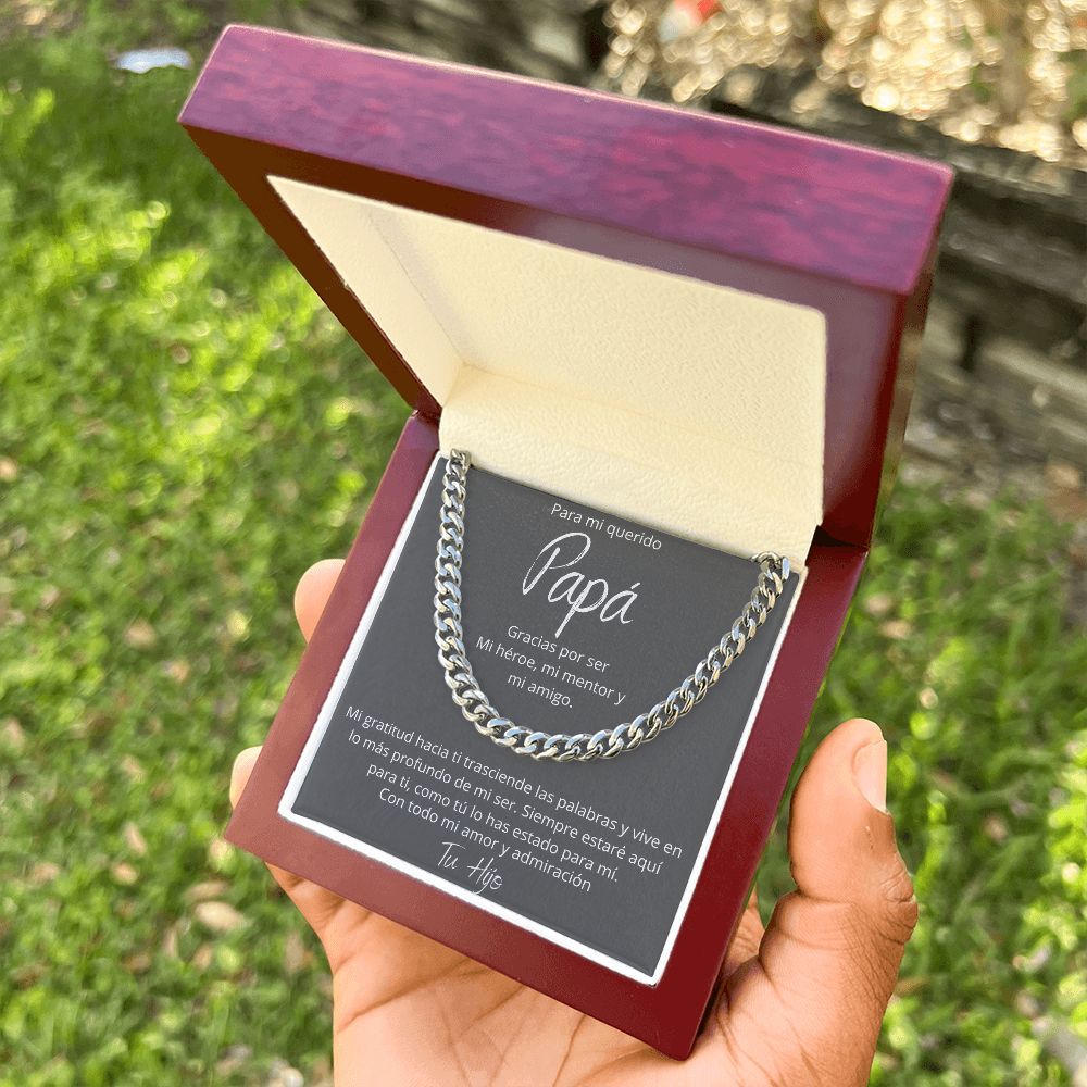 Regalo Para Papa Dia del Padre de Hijo Collar Cadena Estilo Cuban Chain Regalos Padre E Hijo | Regalos Para Abuelo | Regalo Dia Del Padre | Feliz Cumpleanos Papa