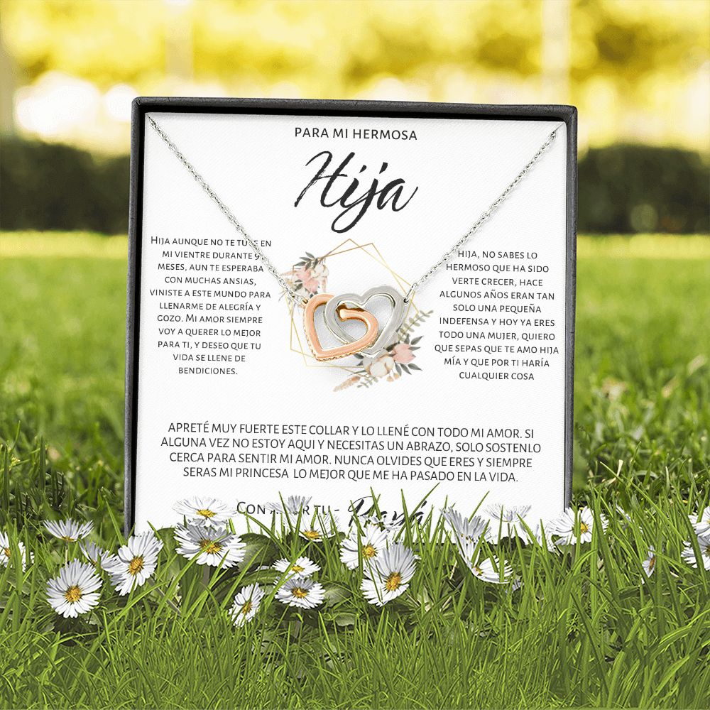 Para Mi Querida Hija Two heart pendants Con Amor Regalo Para Mujer Joya Collar Para Hija Joyería Para Hija De Mamá, Regalo De Cumpleanos De Padre a Hija Father and Daughter