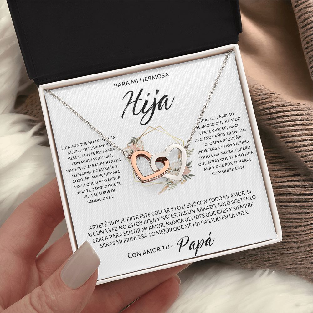 Para Mi Querida Hija Two heart pendants Con Amor Regalo Para Mujer Joya Collar Para Hija Joyería Para Hija De Mamá, Regalo De Cumpleanos De Padre a Hija Father and Daughter