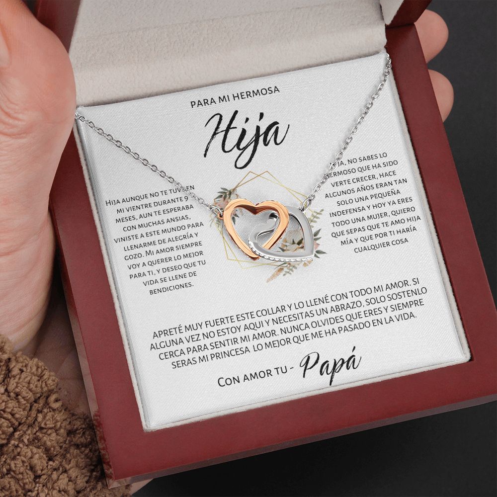 Para Mi Querida Hija Two heart pendants Con Amor Regalo Para Mujer Joya Collar Para Hija Joyería Para Hija De Mamá, Regalo De Cumpleanos De Padre a Hija Father and Daughter
