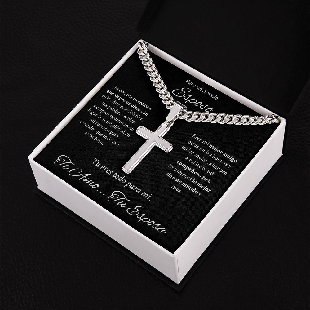 Regalo Para Hombre Collar Cadena Estilo Cubana Con Cruz Artesanal Para Hombre En El Dia Del Padre Aniversario Regalo de Cumpleanos De Esposa Para Esposo