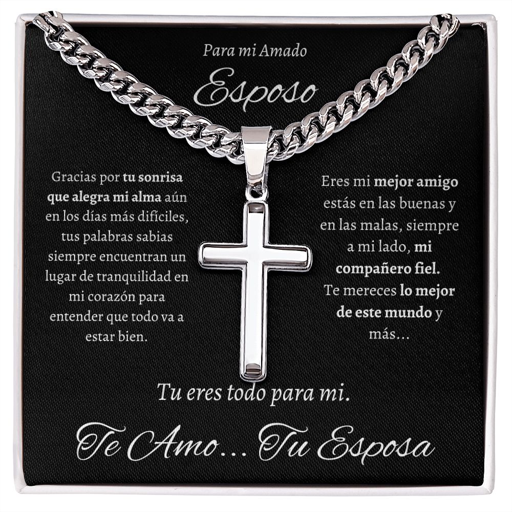 Regalo Para Hombre Collar Cadena Estilo Cubana Con Cruz Artesanal Para Hombre En El Dia Del Padre Aniversario Regalo de Cumpleanos De Esposa Para Esposo