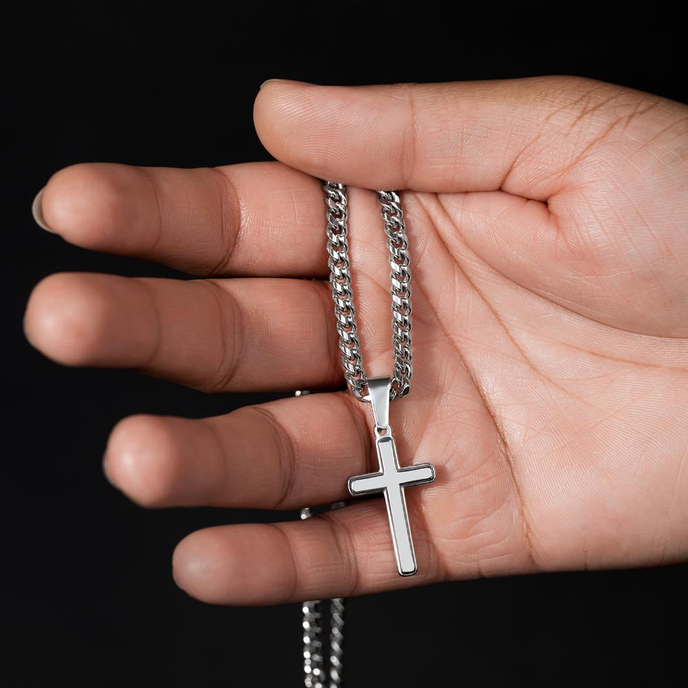 Regalo Para Hombre Collar Cadena Estilo Cubana Con Cruz Artesanal Para Hombre En El Dia Del Padre Aniversario Regalo de Cumpleanos De Esposa Para Esposo