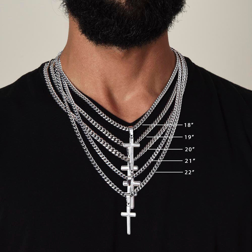 Regalo Para Hombre Collar Cadena Estilo Cubana Con Cruz Artesanal Para Hombre En El Dia Del Padre Aniversario Regalo de Cumpleanos De Esposa Para Esposo