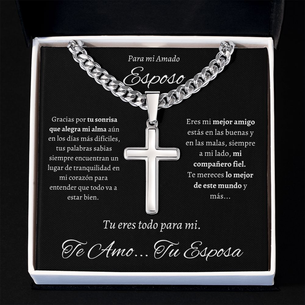 Regalo Para Hombre Collar Cadena Estilo Cubana Con Cruz Artesanal Para Hombre En El Dia Del Padre Aniversario Regalo de Cumpleanos De Esposa Para Esposo