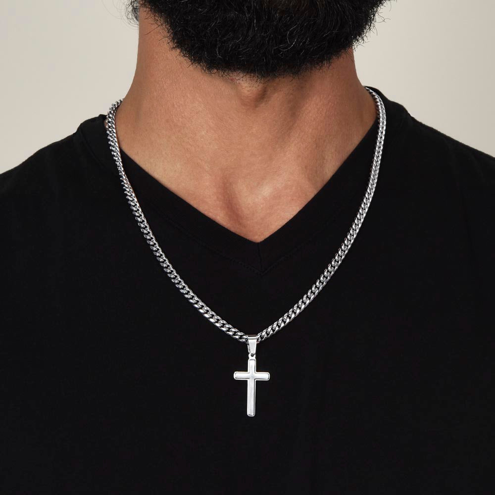 Regalo Para Hombre Collar Cadena Estilo Cubana Con Cruz Artesanal Para Hombre En El Dia Del Padre Aniversario Regalo de Cumpleanos De Esposa Para Esposo