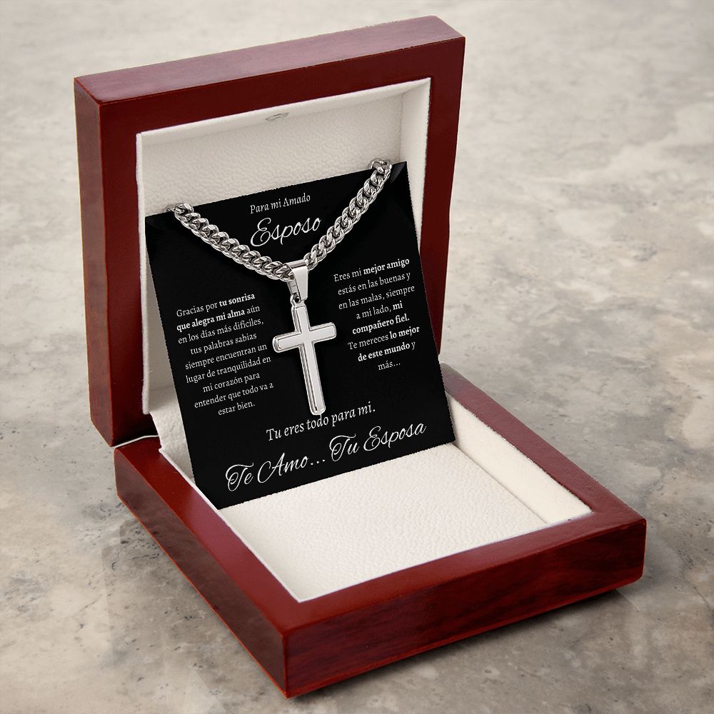 Regalo Para Hombre Collar Cadena Estilo Cubana Con Cruz Artesanal Para Hombre En El Dia Del Padre Aniversario Regalo de Cumpleanos De Esposa Para Esposo
