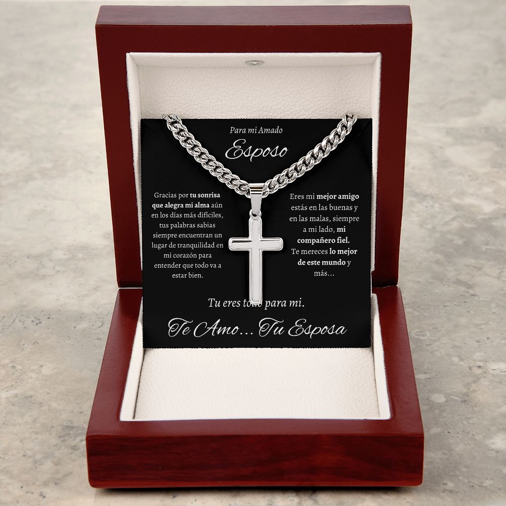 Regalo Para Hombre Collar Cadena Estilo Cubana Con Cruz Artesanal Para Hombre En El Dia Del Padre Aniversario Regalo de Cumpleanos De Esposa Para Esposo