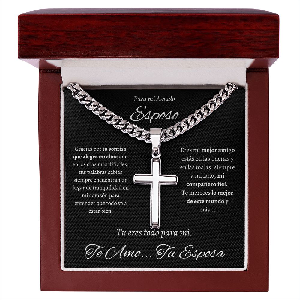 Regalo Para Hombre Collar Cadena Estilo Cubana Con Cruz Artesanal Para Hombre En El Dia Del Padre Aniversario Regalo de Cumpleanos De Esposa Para Esposo