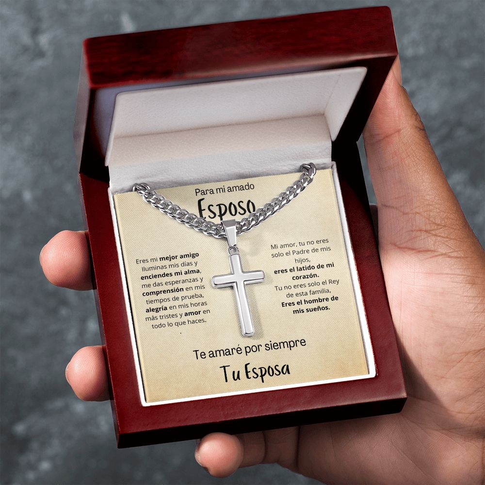 Regalo de Aniversario Para Esposo Mensaje Personalizado Collar Para Hombre de Cruz Cadena Acero Inoxidable Regalo de Esposa Para Esposo