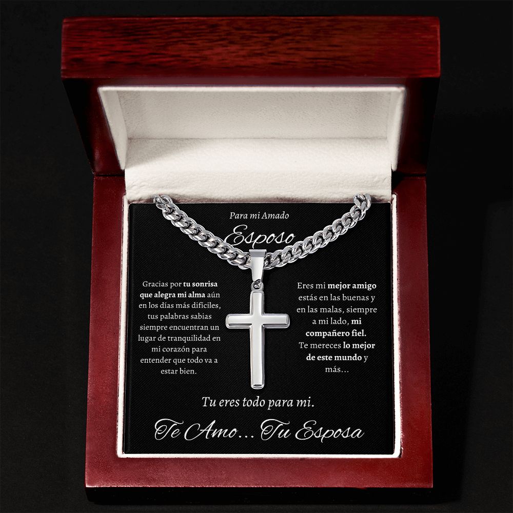 Regalo Para Hombre Collar Cadena Estilo Cubana Con Cruz Artesanal Para Hombre En El Dia Del Padre Aniversario Regalo de Cumpleanos De Esposa Para Esposo