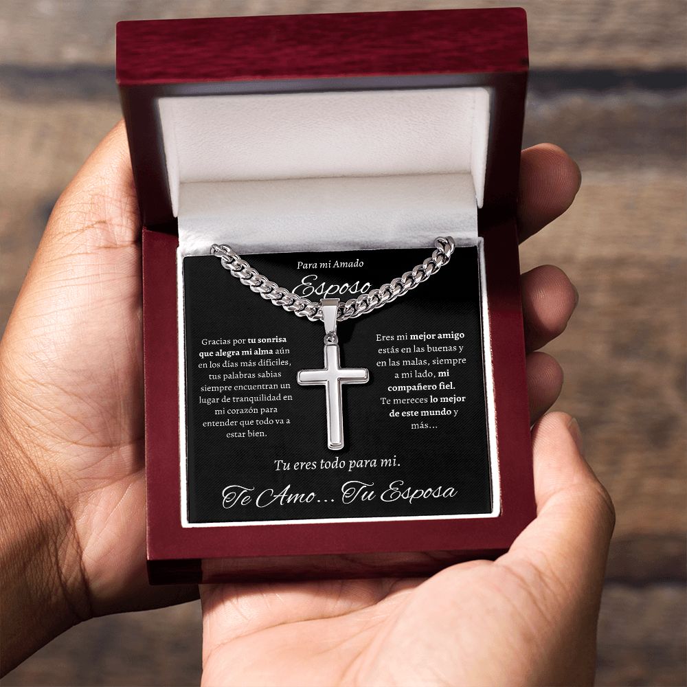 Regalo Para Hombre Collar Cadena Estilo Cubana Con Cruz Artesanal Para Hombre En El Dia Del Padre Aniversario Regalo de Cumpleanos De Esposa Para Esposo