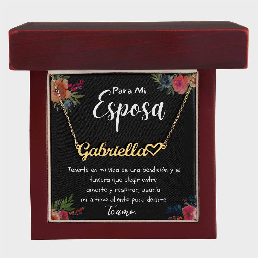 Collar para Esposa Con Nombre Personalizado Regalo Navidad Aniversario de Matrimonio, Cumpleanos o Dia De La Madre Mensaje De Amor De Esposo Para Esposa incluye Caja de Regalo
