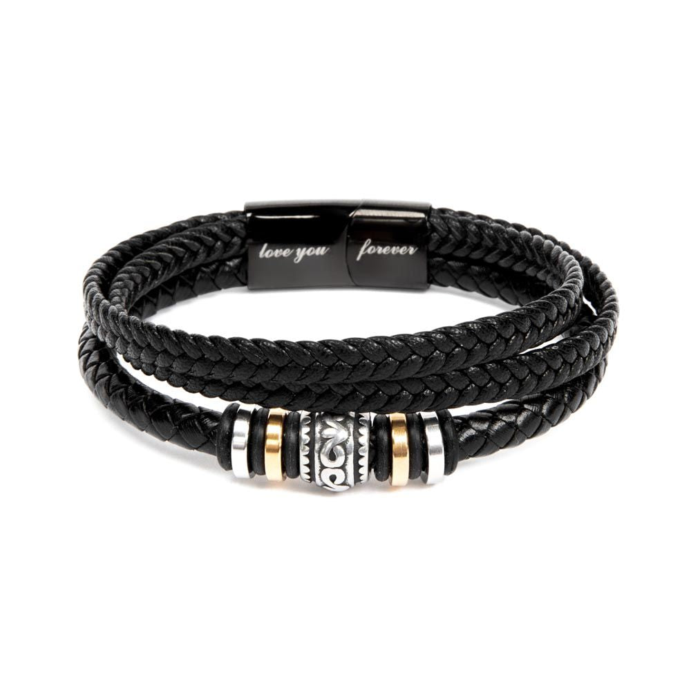 Para Mi Querido Padre Pulsera Para Hombre Brazalete Retro Cuero Negro Trenzado Regalo Para Papa