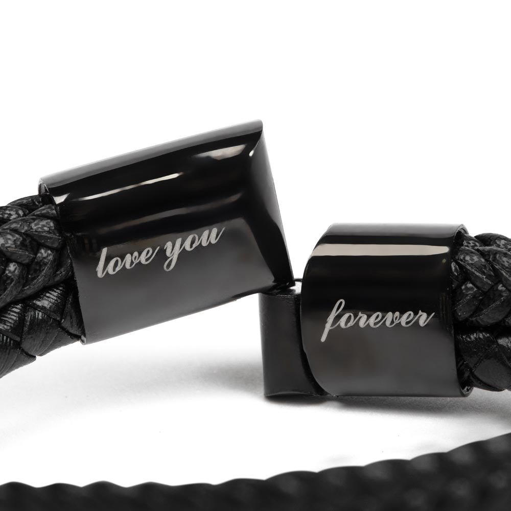 Para Mi Querido Padre Pulsera Para Hombre Brazalete Retro Cuero Negro Trenzado Regalo Para Papa
