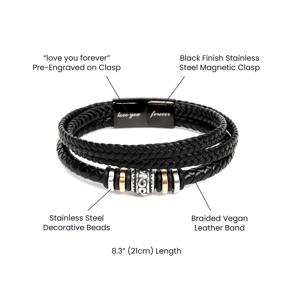Para Mi Querido Padre Pulsera Para Hombre Brazalete Retro Cuero Negro Trenzado Regalo Para Papa
