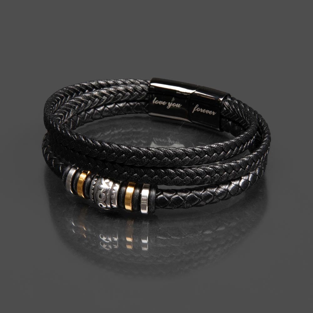 Para Mi Querido Padre Pulsera Para Hombre Brazalete Retro Cuero Negro Trenzado Regalo Para Papa