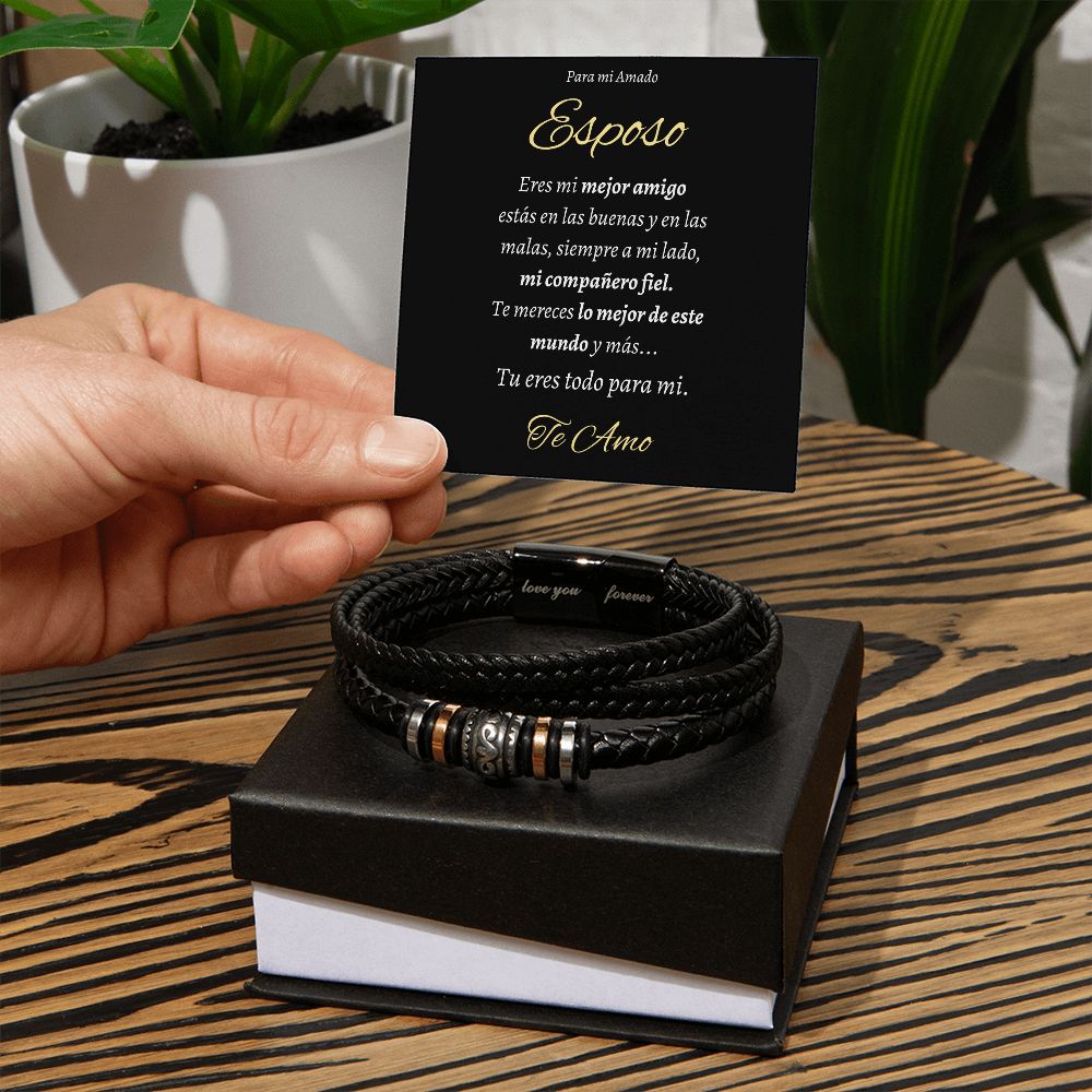 Regalo para Esposo pulsera de cuero vegano trenzado Regalo Aniversario Cumpleanos Dia Del Padre de Esposa Para Esposo