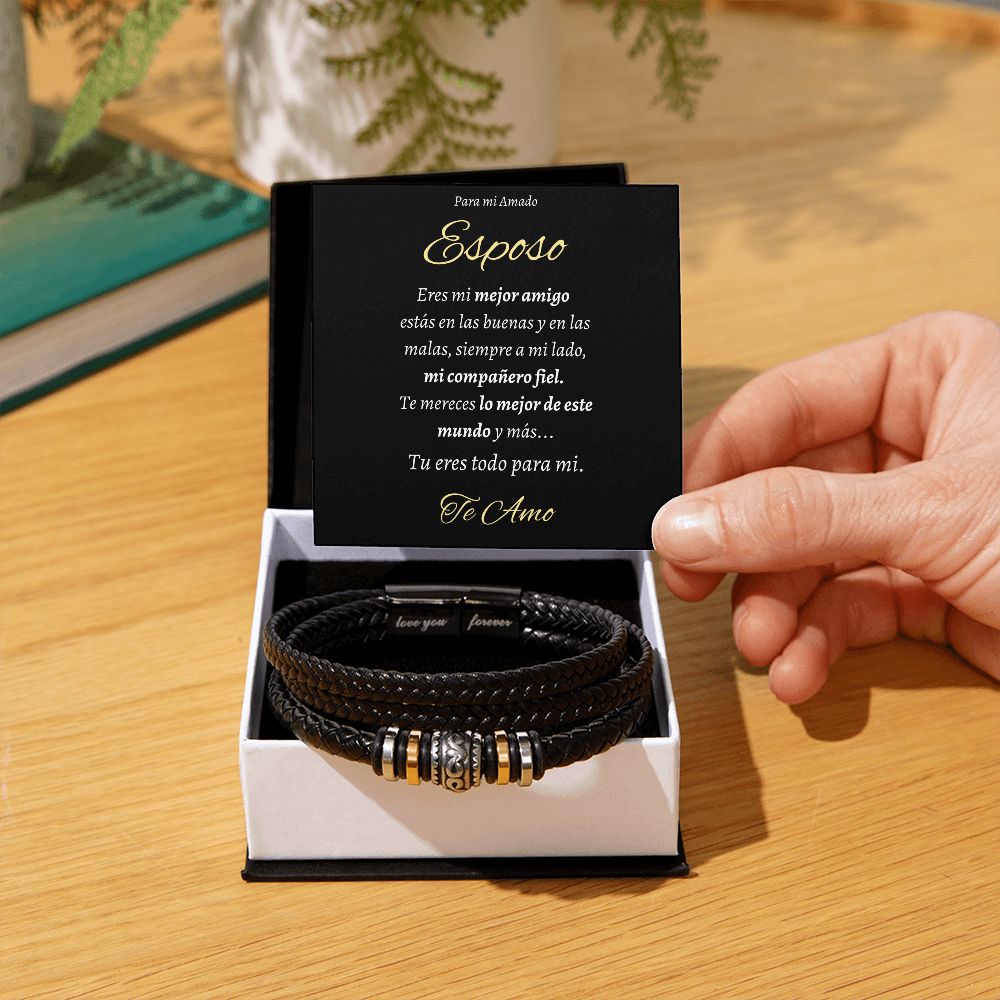 Regalo para Esposo pulsera de cuero vegano trenzado Regalo Aniversario Cumpleanos Dia Del Padre de Esposa Para Esposo