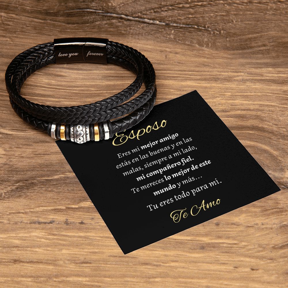 Regalo para Esposo pulsera de cuero vegano trenzado Regalo Aniversario Cumpleanos Dia Del Padre de Esposa Para Esposo