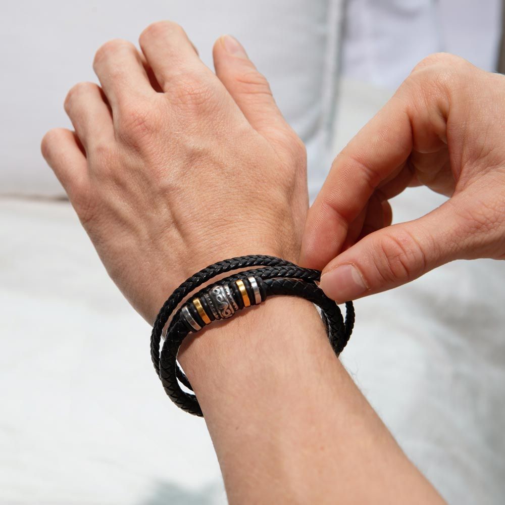 Para Mi Querido Padre Pulsera Para Hombre Brazalete Retro Cuero Negro Trenzado Regalo Para Papa