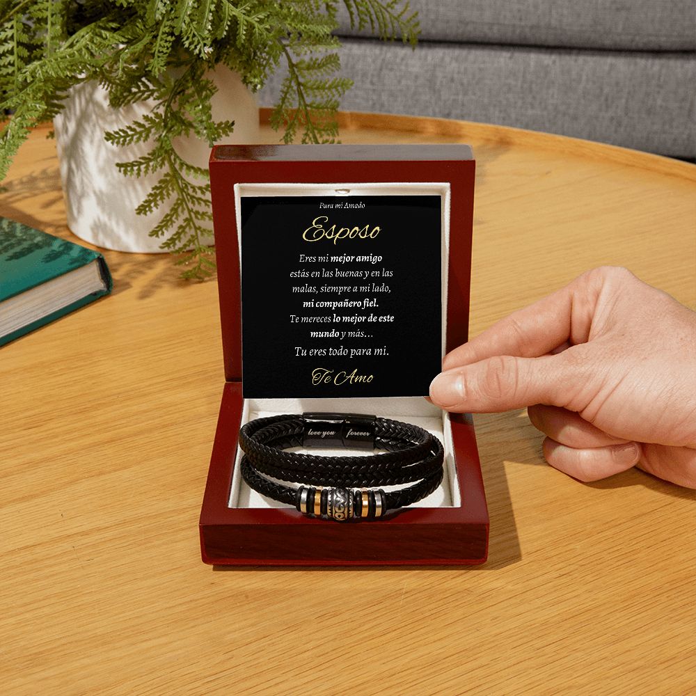 Regalo para Esposo pulsera de cuero vegano trenzado Regalo Aniversario Cumpleanos Dia Del Padre de Esposa Para Esposo