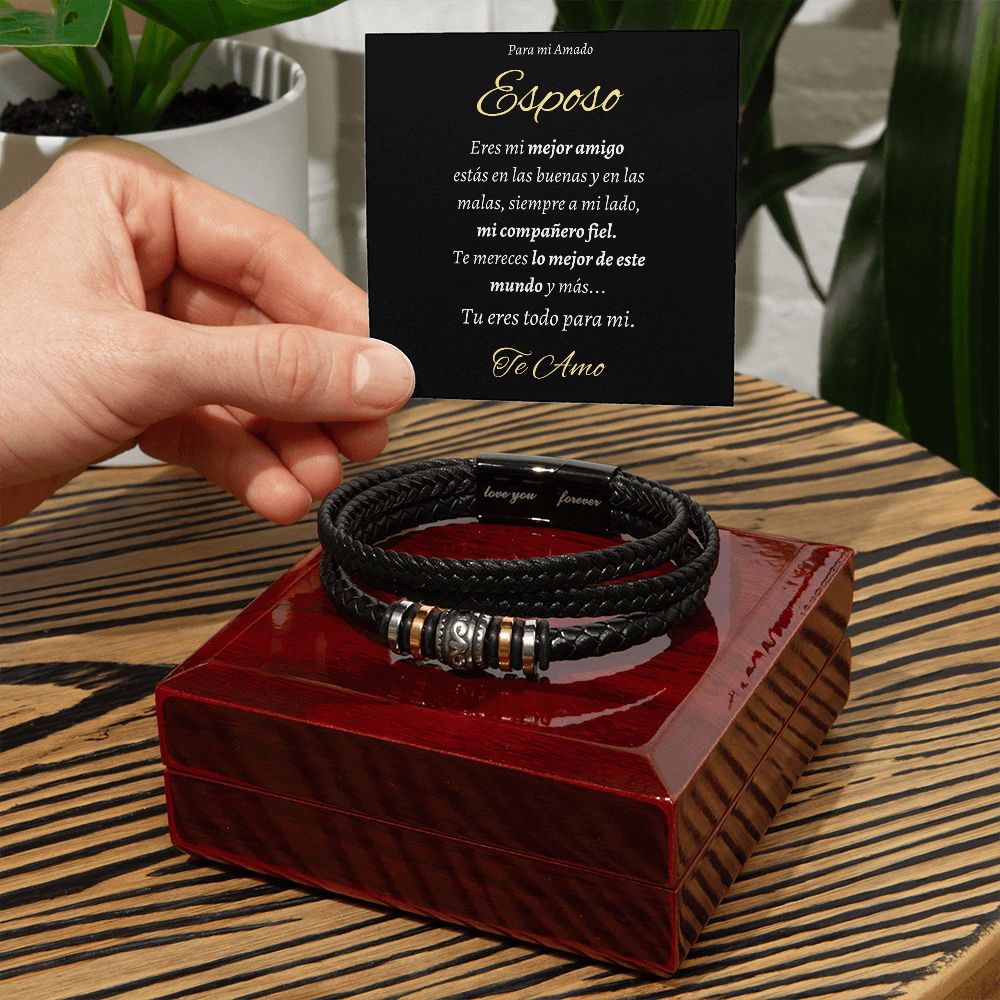 Regalo para Esposo pulsera de cuero vegano trenzado Regalo Aniversario Cumpleanos Dia Del Padre de Esposa Para Esposo