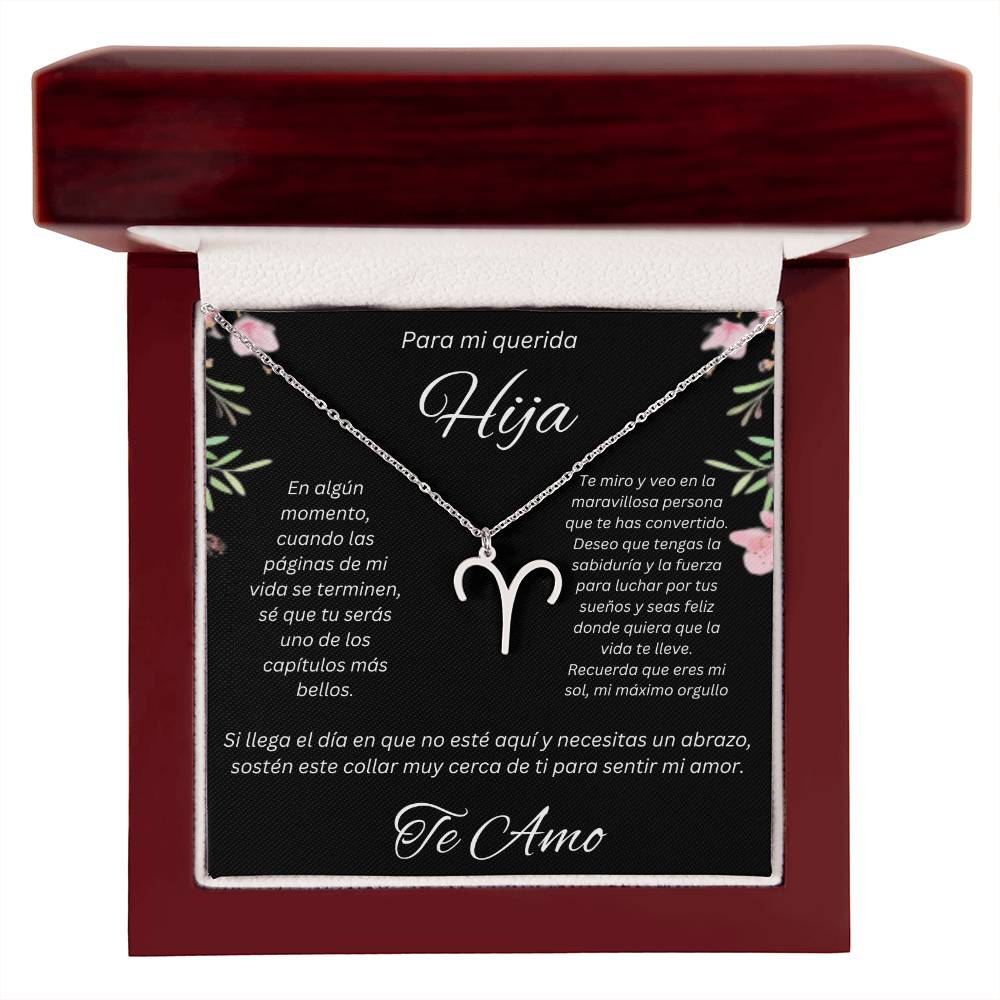 Regalo Para Hija Collar De La Suerte Con Signos del Zodiaco Mes De nacimiento Cadena Ajustable (18"-22") Acero inoxidable pulido con signo astrológico único Para Hija Con Mensaje De Amor