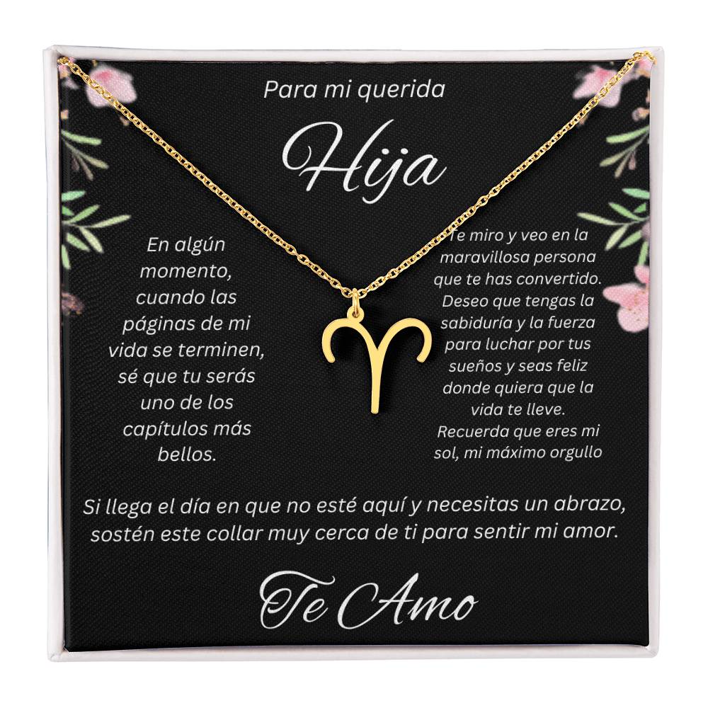 Regalo Para Hija Collar De La Suerte Con Signos del Zodiaco Mes De nacimiento Cadena Ajustable (18"-22") Acero inoxidable pulido con signo astrológico único Para Hija Con Mensaje De Amor
