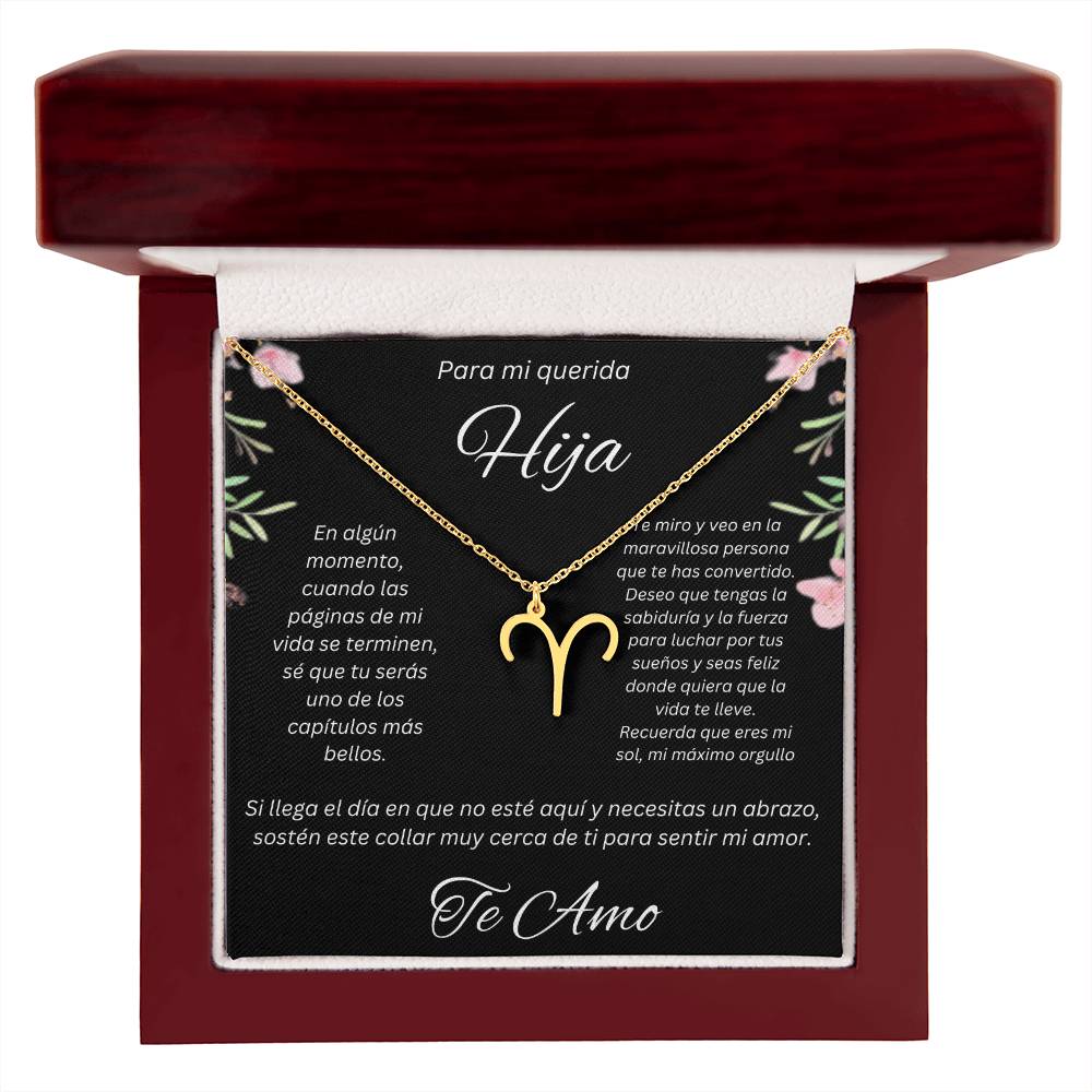 Regalo Para Hija Collar De La Suerte Con Signos del Zodiaco Mes De nacimiento Cadena Ajustable (18"-22") Acero inoxidable pulido con signo astrológico único Para Hija Con Mensaje De Amor