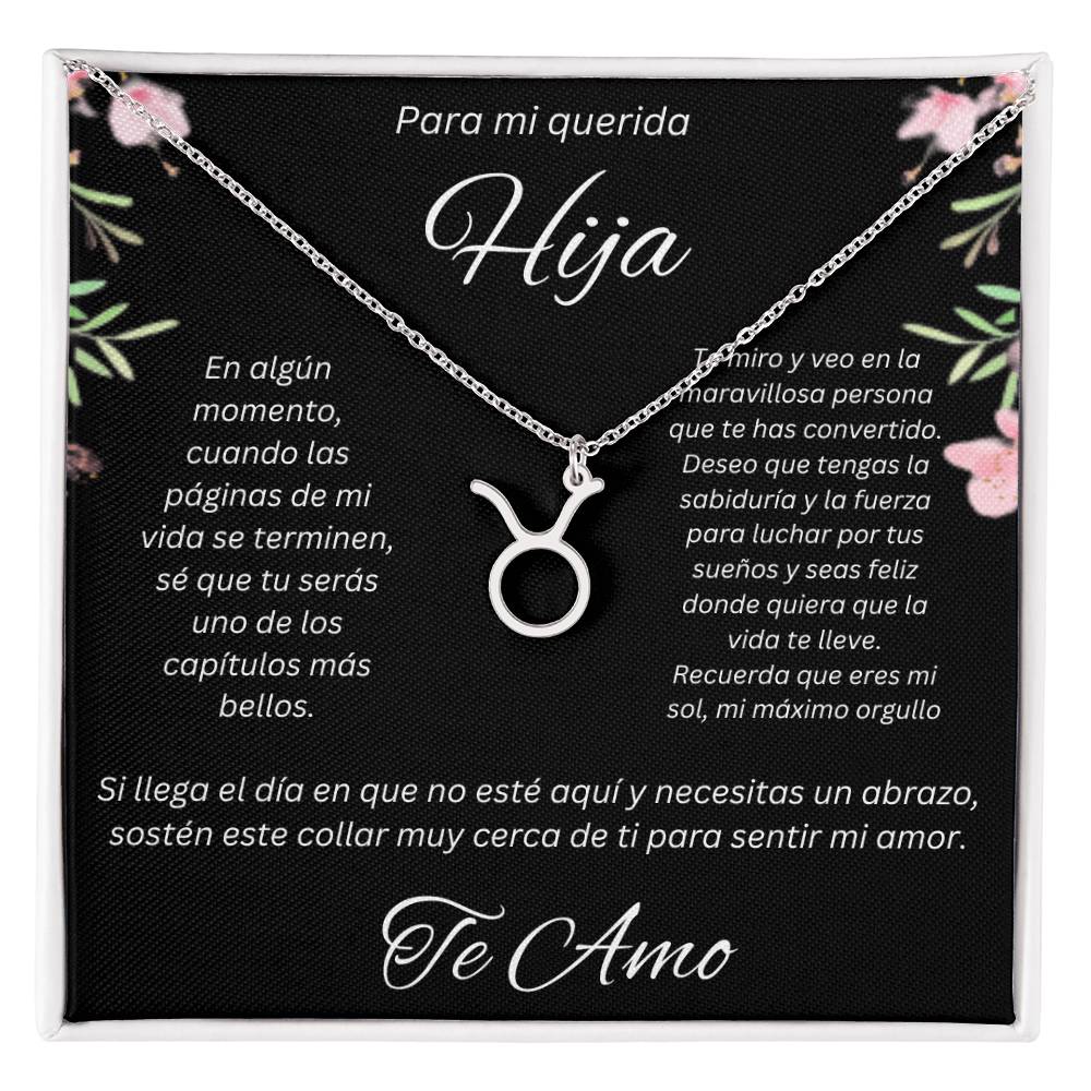 Regalo Para Hija Collar De La Suerte Con Signos del Zodiaco Mes De nacimiento Cadena Ajustable (18"-22") Acero inoxidable pulido con signo astrológico único Para Hija Con Mensaje De Amor