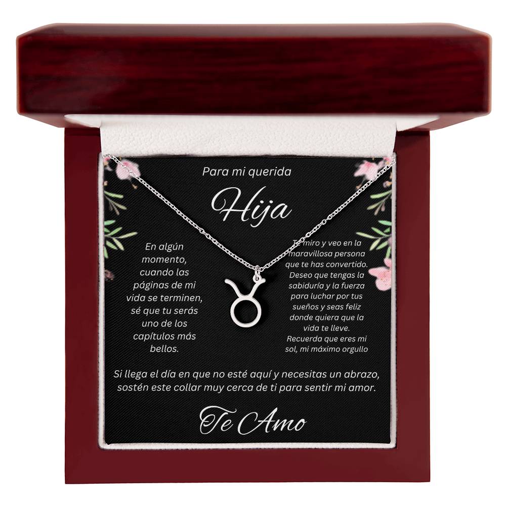 Regalo Para Hija Collar De La Suerte Con Signos del Zodiaco Mes De nacimiento Cadena Ajustable (18"-22") Acero inoxidable pulido con signo astrológico único Para Hija Con Mensaje De Amor
