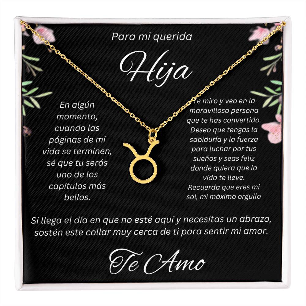 Regalo Para Hija Collar De La Suerte Con Signos del Zodiaco Mes De nacimiento Cadena Ajustable (18"-22") Acero inoxidable pulido con signo astrológico único Para Hija Con Mensaje De Amor