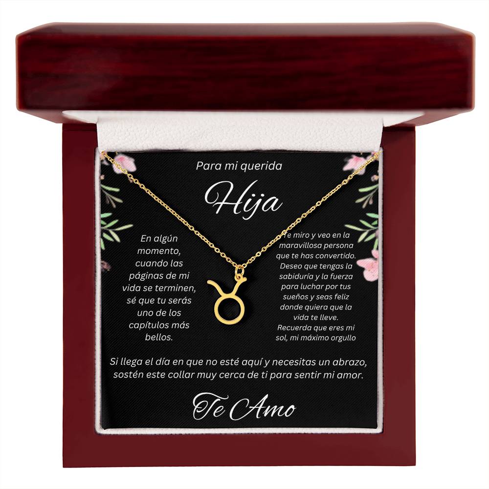 Regalo Para Hija Collar De La Suerte Con Signos del Zodiaco Mes De nacimiento Cadena Ajustable (18"-22") Acero inoxidable pulido con signo astrológico único Para Hija Con Mensaje De Amor